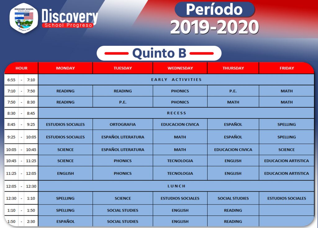 Quinto B – Discovery School Progreso